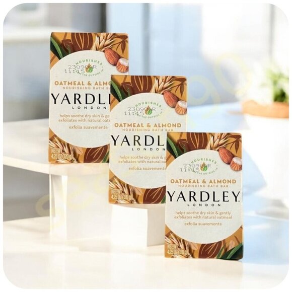 3 Yardley® London Oatmeal & Almond Bar Soap NOURISHING Bath BAR 4.25oz - Picture 1 of 11
